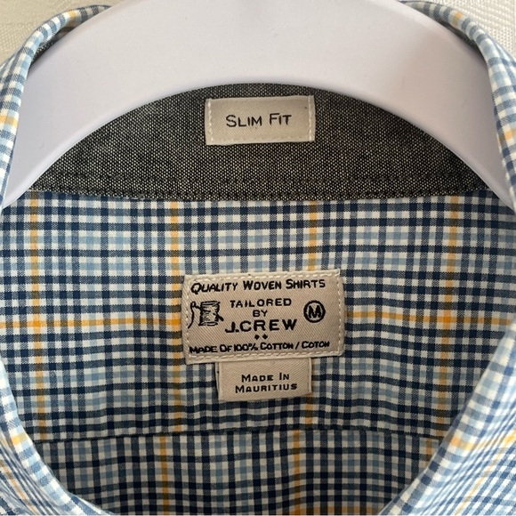 J. Crew Slim Fit Button Down Blue Yellow Paid Long Sleeve Shirt Size Medium - Picture 5 of 10